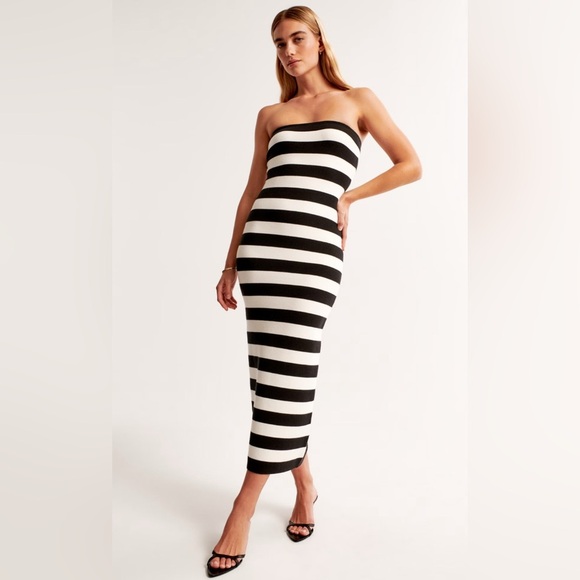 Abercrombie & Fitch Strapless Midi Sweater Dress size XL 17 1/2” pit to pit inch - Picture 1 of 12